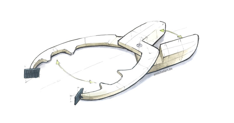 Handskizze für Designprojekt "Federzwinge"