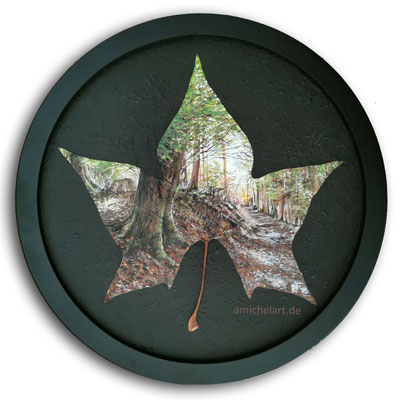 Ahorn 10 - 2023, Acryl auf Ahornblatt