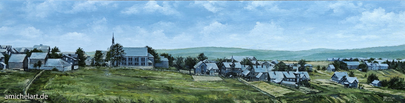 Panorama - 2024, 15 x 60 cm, Öl auf Holzplatte, Motiv aus Neuhaus am Rennweg (verkauft)