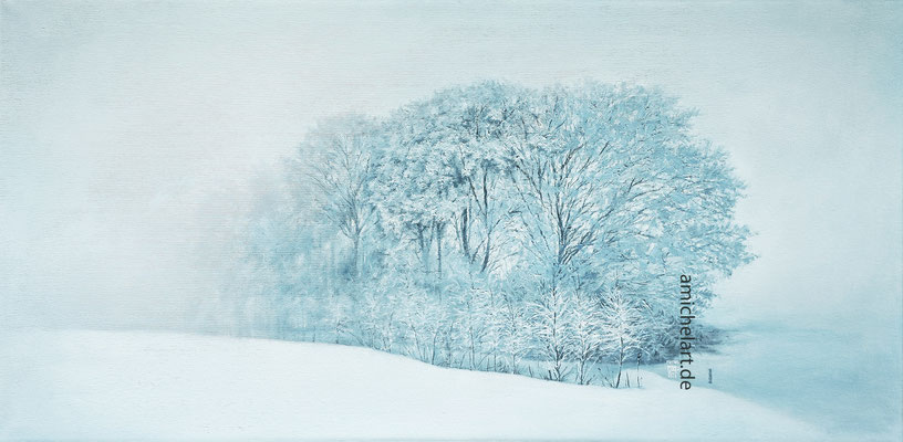 Nebelstille - 2024, 50 x 100 cm, Öl auf Leinwand, Motiv aus Neuhaus am Rennweg