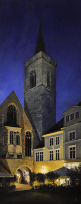 Erfurt: am Wenigemarkt - 2019, 40 x 100 cm, Öl auf Leinwand