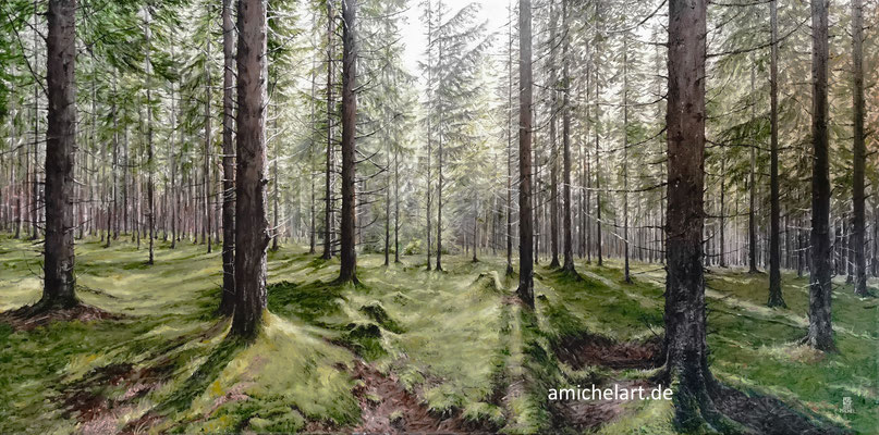 Dr. Wald - 2023, 50 x 100 cm, Öl auf Leinwand, Motiv aus Neuhaus am Rennweg