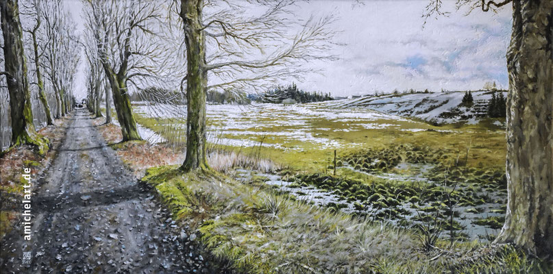 Am Schneidersweg - 2020, 40 x 80 cm, Öl auf Leinwand, Motiv aus Neuhaus am Rennweg