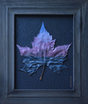 Ahorn 5 - 2018, Acryl auf Ahornblatt