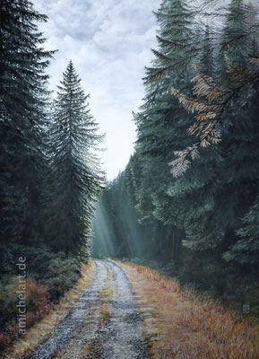 Am Bornhügel - 2021, 50 x 70 cm, Öl auf Leinwand, Motiv aus Neuhaus am Rennweg (verkauft)