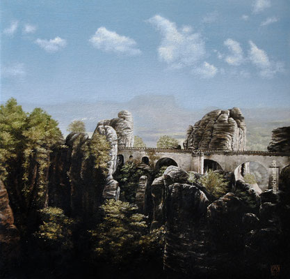 Bastei - 2015, 40 x 40 cm, Öl auf Leinwand