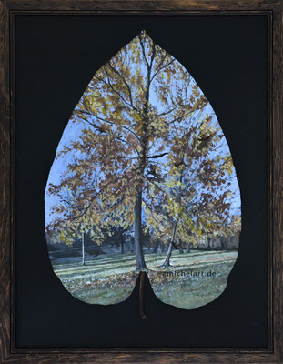 Knöterich 1 - 2020, Acryl auf Sachalinknöterichblatt