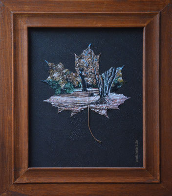 Ahorn 1 - 2015, Öl auf Ahornblatt