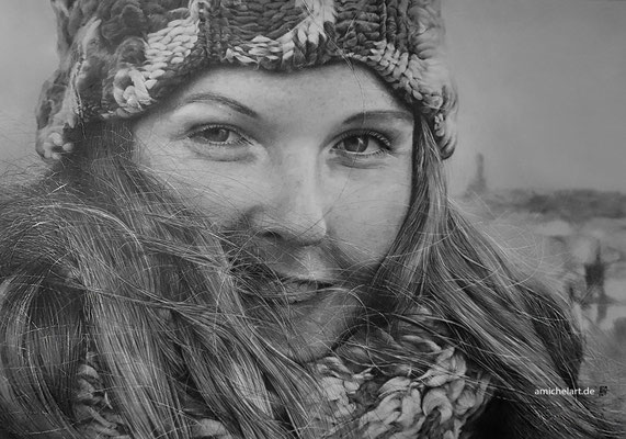 Jenni 2 - 2017, 30 x 41 cm, Bleistift/Farbstift auf Karton