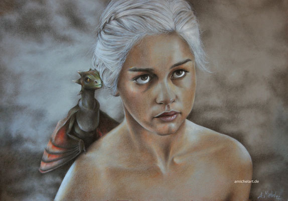 Daenerys - 2012, 30 x 42 cm, Buntstift auf Karton