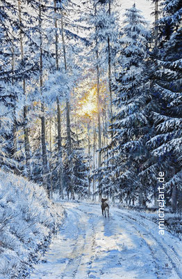 Wächterin der Heimat - 2025, 50 x 80 cm, Öl auf Leinwand, Motiv aus dem Thüringer Wald