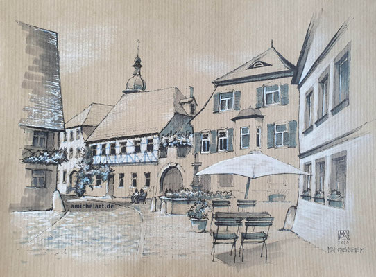 Mainbernheim - 2020, 21 x 29 cm, Filz-/Buntstift auf Papier
