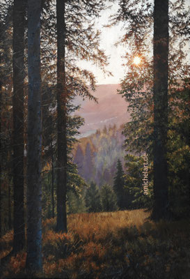 Abendrot - 2024, 70 x 100 cm, Öl auf Leinwand, Motiv aus Neuhaus am Rennweg