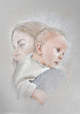 Familie - 2025, 30 x 42 cm, Buntstift auf Karton