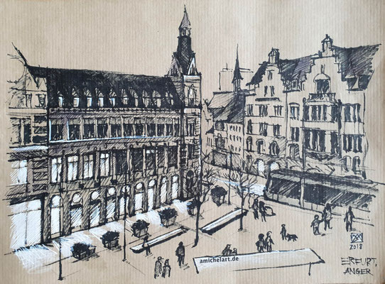 Erfurt, Anger - 2018, 21 x 29 cm, Filzstift auf Papier