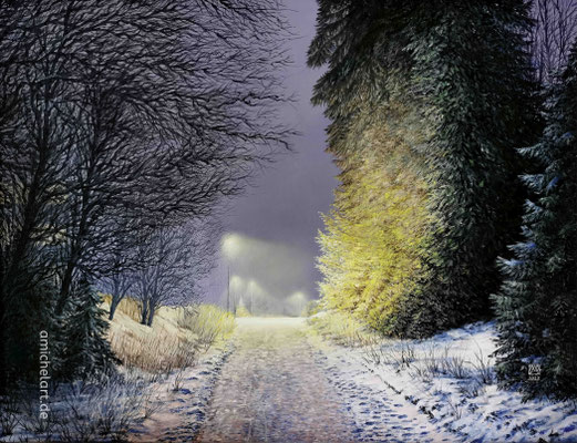 Zum alten Busbahnhof - 2022, 60 x 80 cm, Öl auf Leinwand, Motiv aus Neuhaus am Rennweg