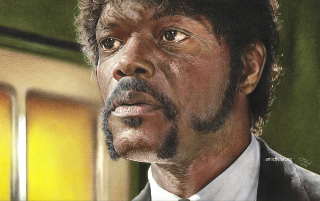 Samuel L. Jackson - 2014, 25 x 42 cm, Buntstift auf Karton
