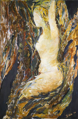 Daphne-Metamorphose 2 von Barbara Meiler, 80 x 120 cm, Preis auf Anfrage Mischtechnik auf Leinwand