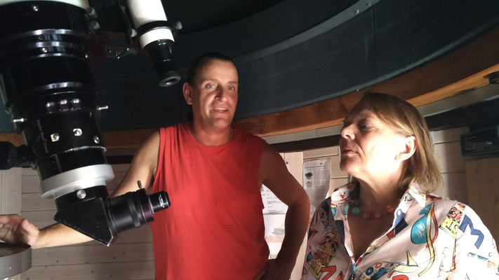 Vorbereitungen des Lesetermins am 23.03.2018 auf der Sternwarte mit Walter Gröning und Uli Aechtner, Foto: Beatrix van Ooyen 06.07.2017