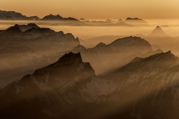 Blick vom Säntis, Appenzell, Schweizer Alpen, Schweiz
