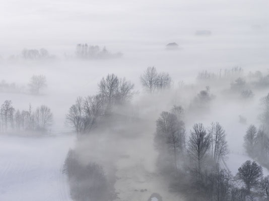 Loisach, Winter, Nebel, Fluss, Alpenvorland, Bayern