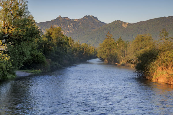 Fluss, Berge, Morgenlicht, Loisach, Murnau