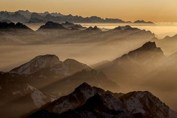 Blick vom Säntis, Appenzell, Schweizer Alpen, Schweiz
