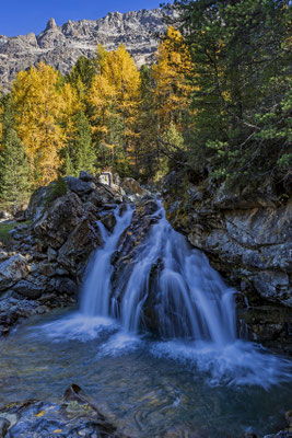 Wasserfall, Herbst, Morteratsch-Tal, Engadin, Schweiz