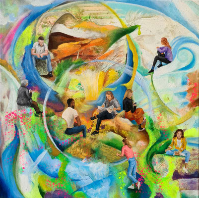 Waiting for it to start (Water on earth II) - 50 x 50 x2 cm - Acrylf + Öl a Lwd - Januar 2021