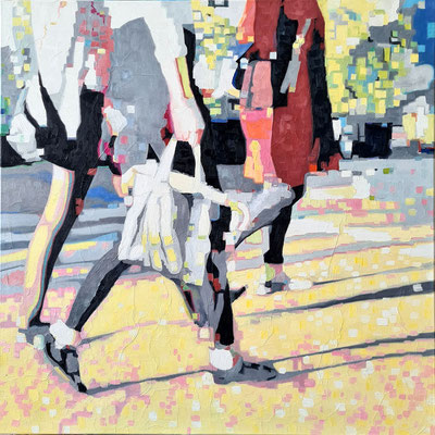 Mindestgebot 800,- statt 2400,- €.  Late Summer Day  100 x 100 cm - Ölfarbe auf Leinwand