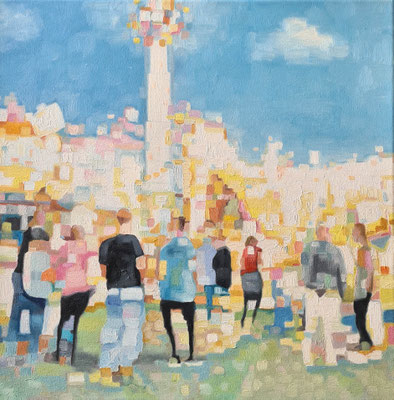 Funfair  50 x 50 cm - Ölfarbe auf Leinwand -  Mindestgebot 390,- statt 680,-