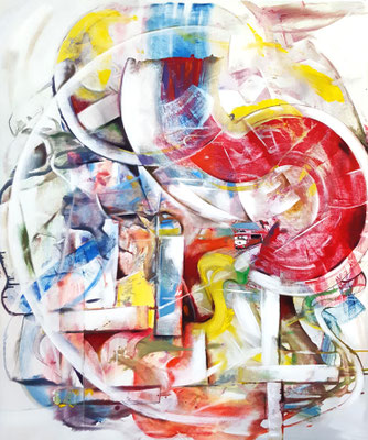 Komposition II (Vernetzt) - 120 x 100 x2 cm  - Acrylfarbe a Lwd - Sept 2018