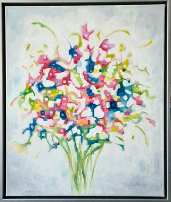 Roter Blumenstrauß 60 x 50 cm Öl auf Lwd 2024