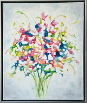 Roter Blumenstrauß 60 x 50 cm Öl auf Lwd 2024