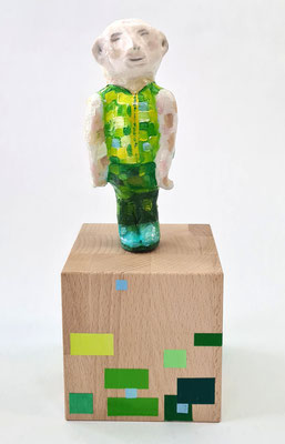 Mindestgebot 80,- statt 240,-  "Jan Ulrich"  Lufttrocknende Modelliermasse mit Ölfarbe bemalt -  ca 25 cm inkl 10 x 10 x10cm Sockel