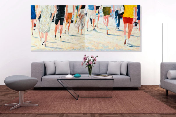 Let's go Ein Bild zwei Hängmöglichkeiten 2x  100 x 110 cm =100 x 220 cm