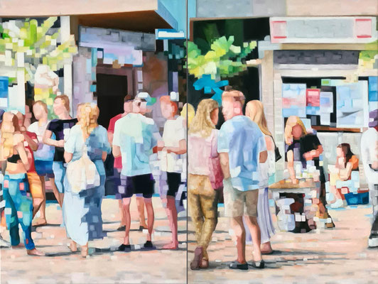 Kiosk II 2024  (Alsenkiosk) Öl auf Leinwand  2 x   150 x 100 cm Austauschbar