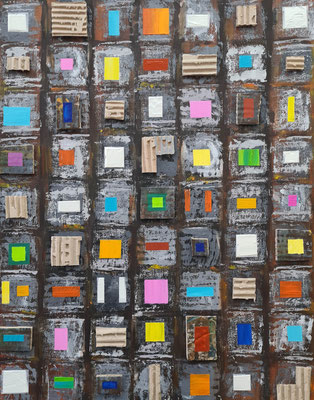 R-2-26  50 x 40 x01,5cm Acryl, Spachtelm, Pappe a. Leinwand