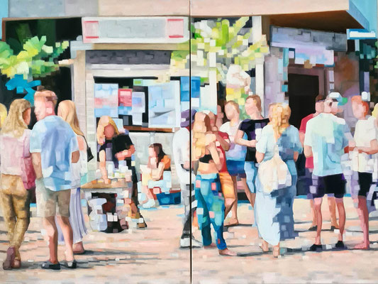 Kiosk II 2024 (Alsenkiosk) Öl auf Leinwand  2 x   150 x 100 cm Austauschbar