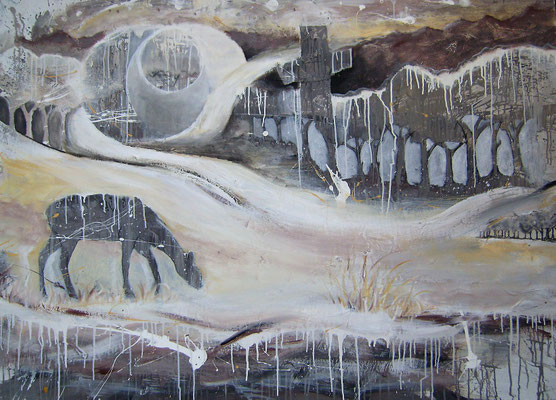  nach Goethe - ca 110 x 150 cm - Aryl auf Graupappe auf Holzrahmen - 2008 