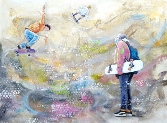 Whiteboard  60 x 80 cm 02.11.2020  Acryl und Ölfarbe auf Lwd