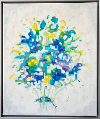 Blauer Blumenstrauß 60 x 50 cm Öl auf Lwd 2024