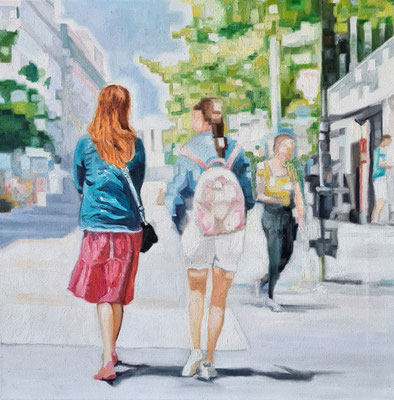 Summer in the city 24 - 1, oil on canvas 50 x 50 cm