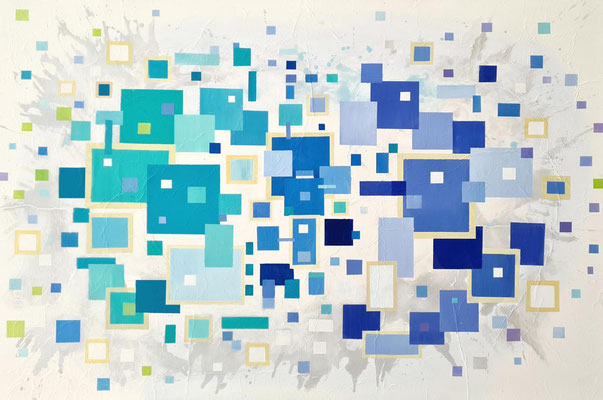 Mindestgebot 800,- statt 2400,- €. Two kinds of blue. 100 x 120 cm . Acryl auf Leinwand