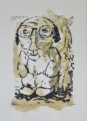 Männchen Holzdruck 29,7 x 42  2000