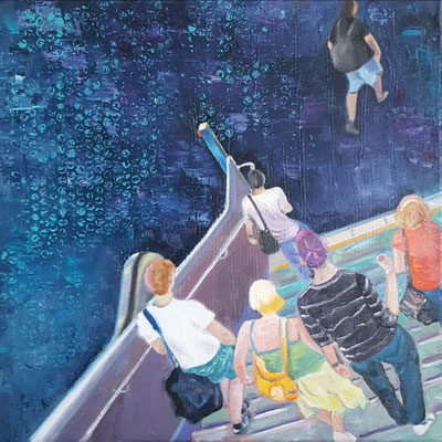 Into the deep blue  50 x 50  14.10.2020 Acryl und Ölfarbe auf Lwd