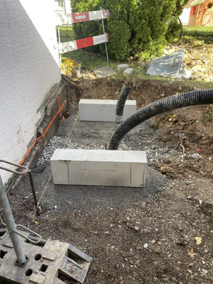 Eberhard Gartenbau AG Kloten, Sockel für Wärmepumpe, Grabarbeiten