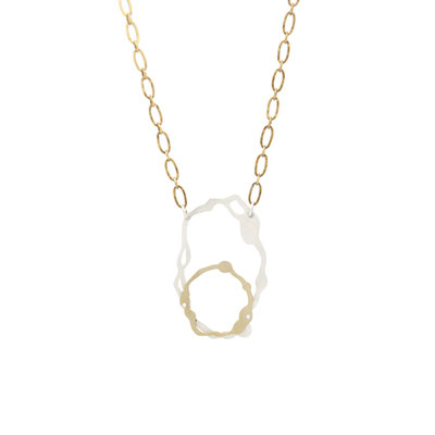 Oval komu necklace- Silber, Messing