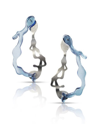 Seaweed pendant post earrings, Silber, Plexiglas