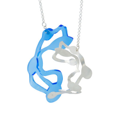 Seaweed pendant necklace, Silber, Plexiglas